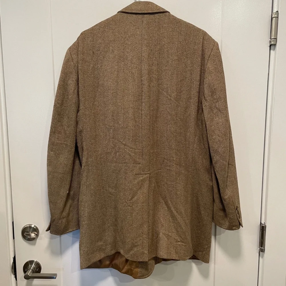 J. Press Mens Brown Herringbone 100% Pure Silk Blazer Sport Coat Made in USA
